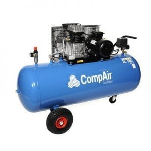 COMPAIR Piston compressors on horizontal tanks, on wheels and with belt coupling