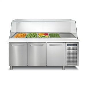 AFINOX Spring Saladette 703 Ventilated Refrigerated Counter with glass domewith sliding doors