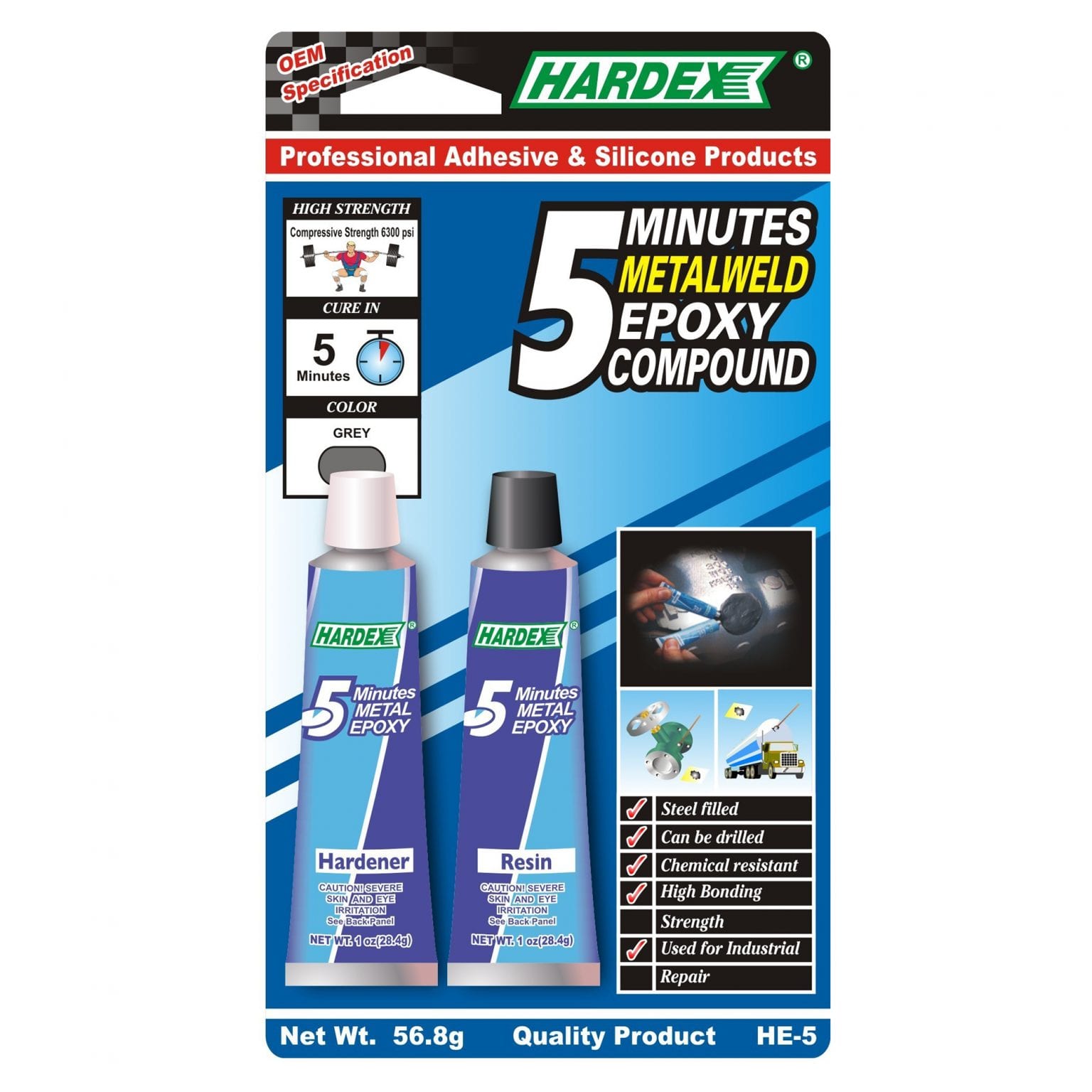 HARDEX 5 Minutes Metalweld Epoxy Compound 56.8G Rey Lenferna
