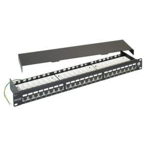 EXCEL Category 6 Screened Patch Panel - 24-port, Right-angled, 1U - Black