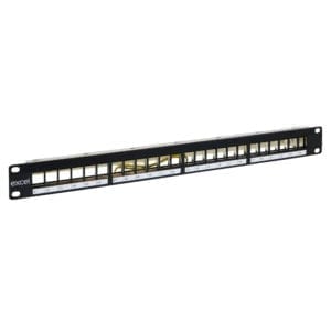 EXCEL Unloaded Keystone Patch Panel Frame - 24-port, 1U - Black