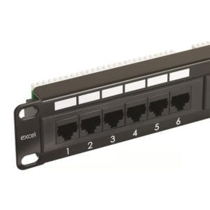 EXCEL Category 6 Unscreened Patch Panel - 24-port, 1U - Black