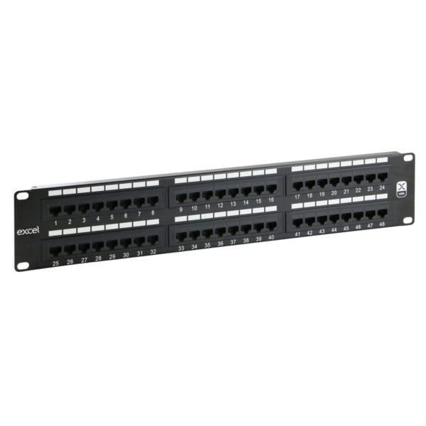 EXCEL Category 6 Unscreened Patch Panel - 48-port, 2U - Black