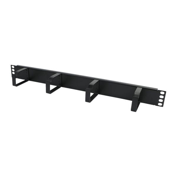 EXCEL Cable Management Bar - 1U - 4 Vertical Metal Hoops - 65mm - Black