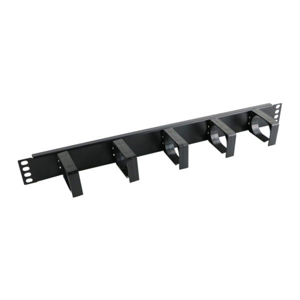 EXCEL Cable Management Bar - 1U - 5 Vertical Plastic Hoops - 65mm - Black
